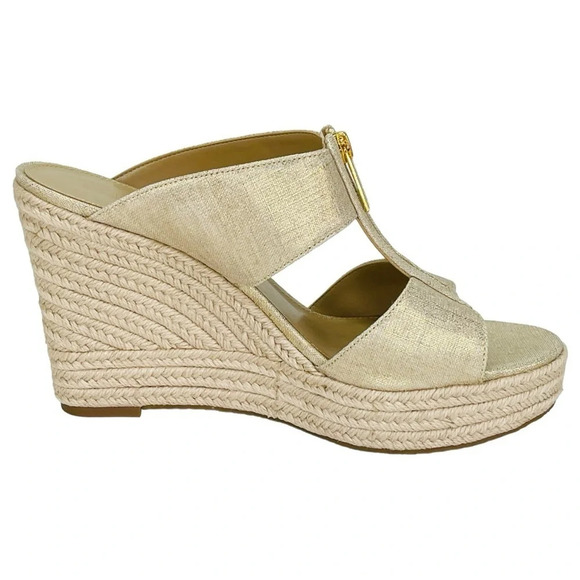Michael Kors Bradley Gold Shimmer Womens Espadrille Wedge Sandals Size 10M - Picture 5 of 13